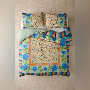 Urban Outfitters Teagan Floral & Stripe Duvet and 2pc Pillow Sham Set, Queen